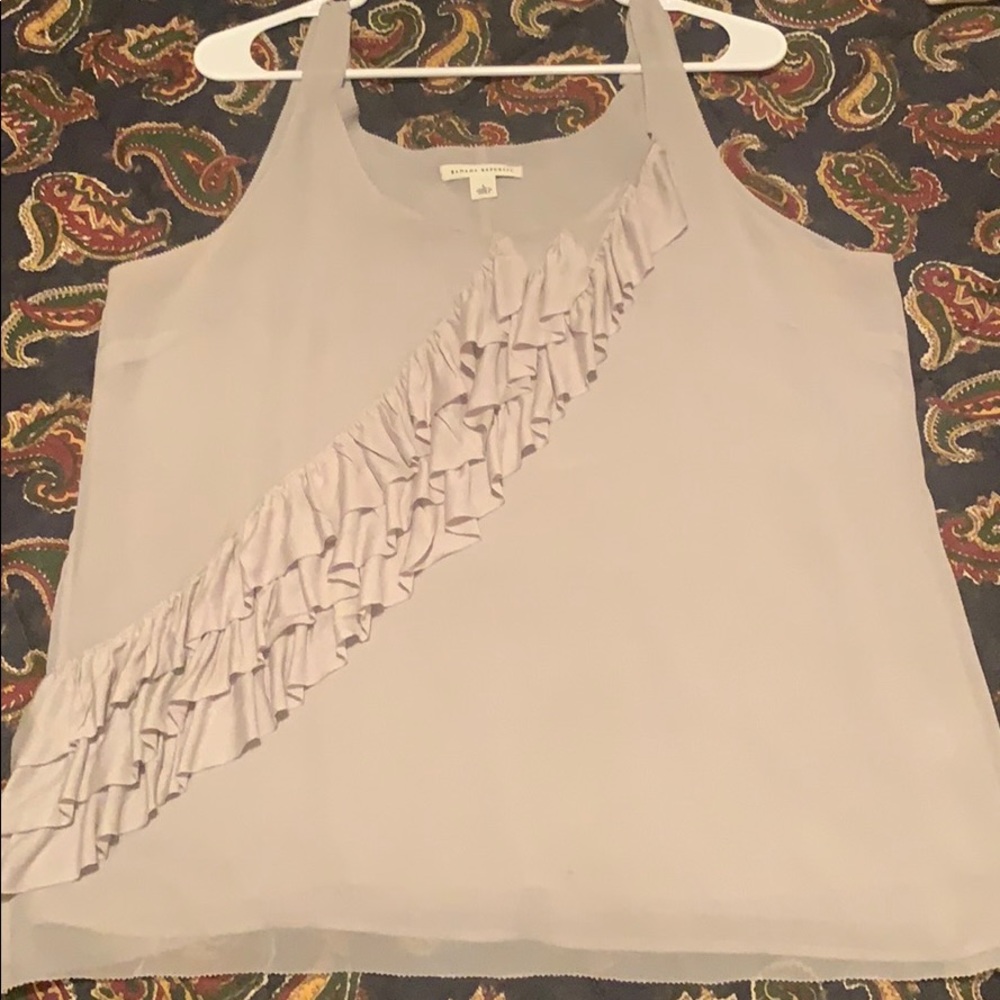 Banana Republic 100% Silk Gray Tank Top
